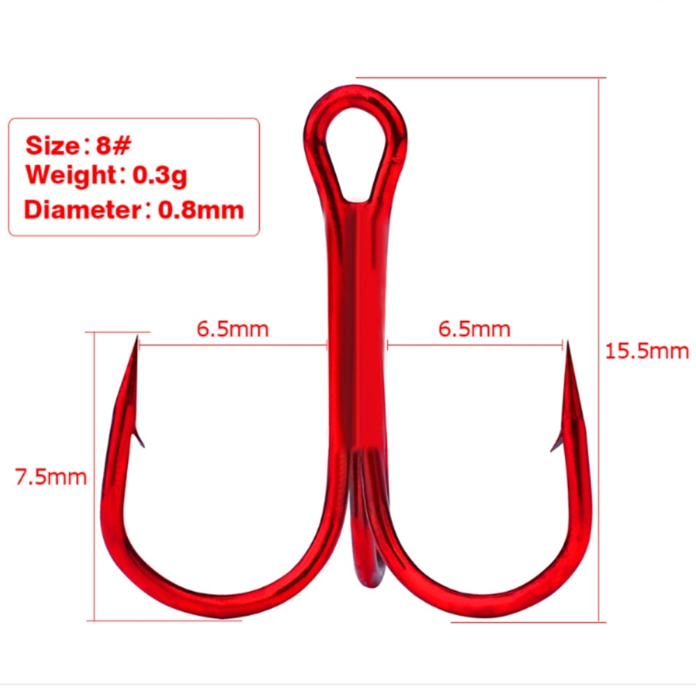 Red Treble Hooks 20pcs/pack