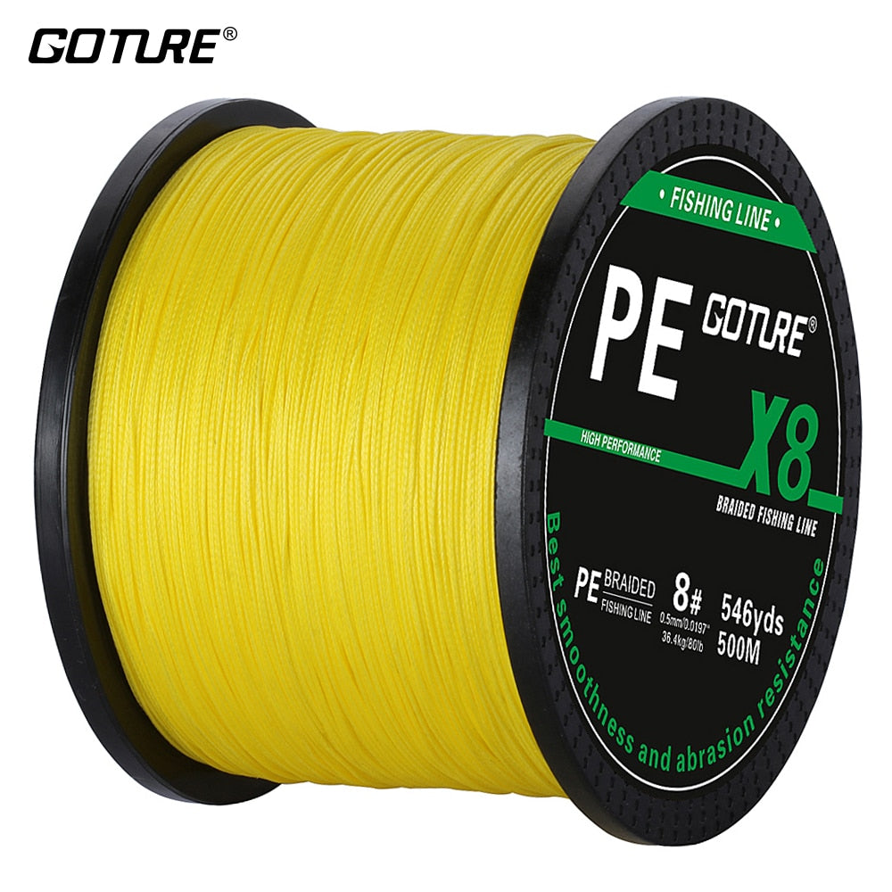 Goture Super Strength Braided Fishing Line - Abrasion Resistant - No  Stretch & Low Memory - Thin Diameter - Braided Line, Green,  4Strand-547Yds-12LB-0.1mm : : Sports & Outdoors