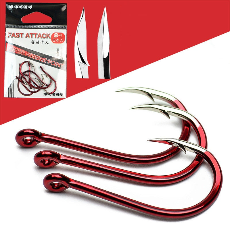 Blood Red Octopus Hooks 4-8pcs/Pack