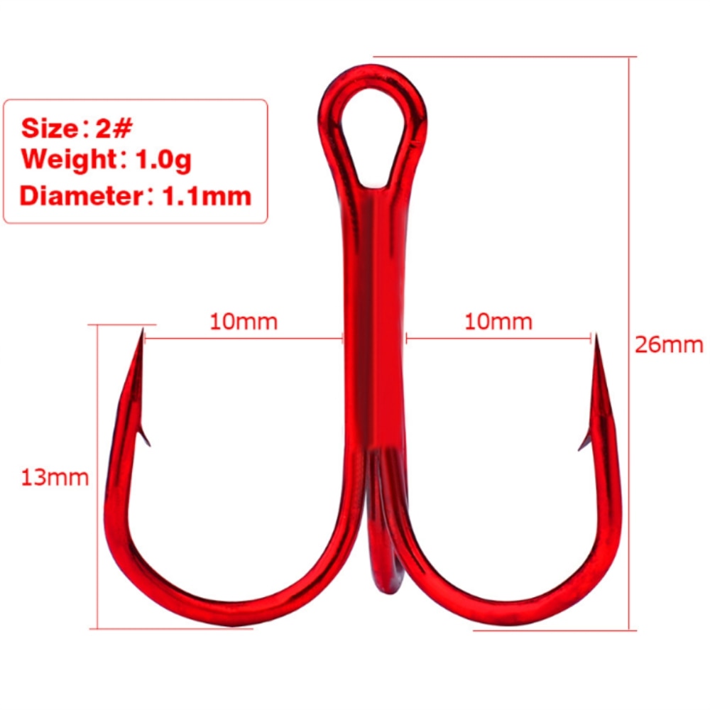 Red Treble Hooks 20pcs/pack