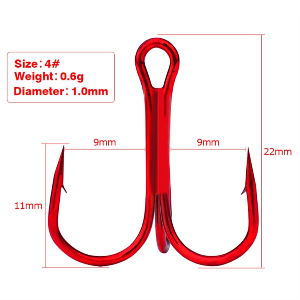 Red Treble Hooks 20pcs/pack